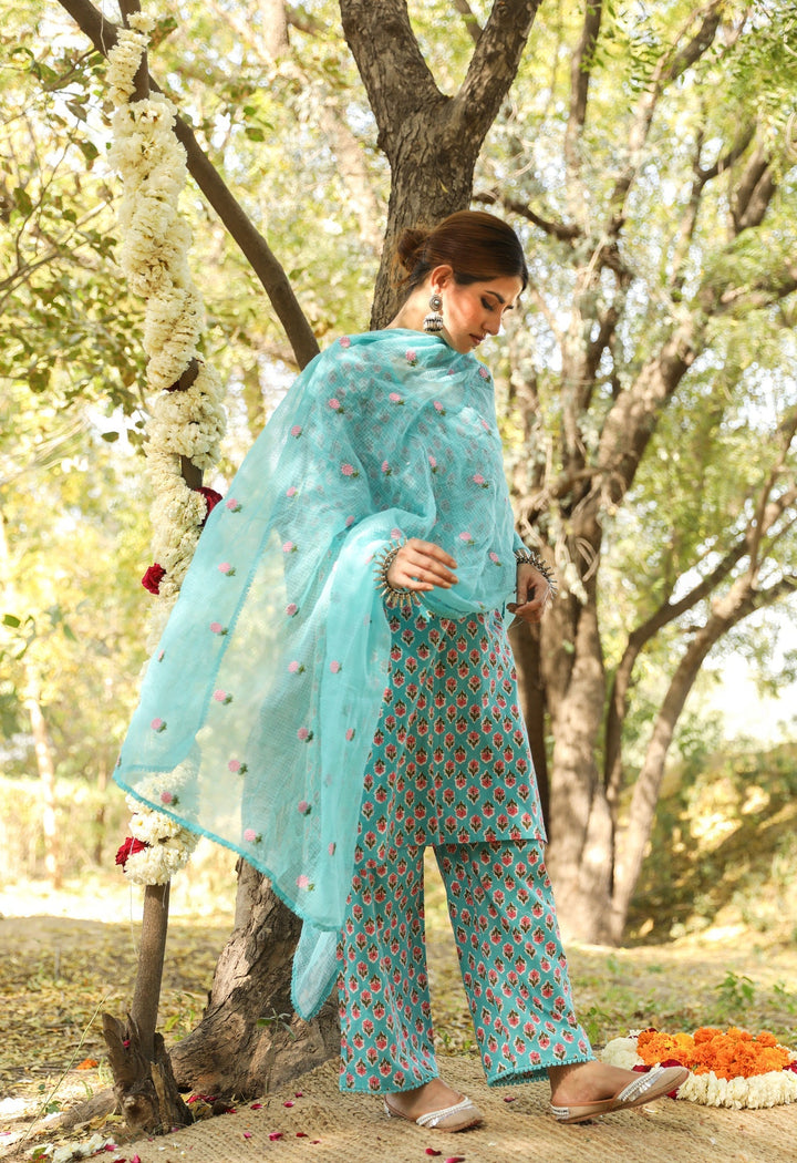 RAAJI SKY STRAIGHT SET Gulabo Jaipur