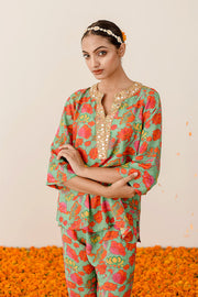 Gold Zardozi Rain Green Co-Ord Muslin Set 1