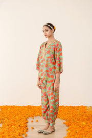 Gold Zardozi Rain Green Co-Ord Muslin Set 3