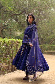 Resham Blue Georgette Anarkali Set With Dupatta 5