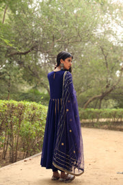 Resham Blue Georgette Anarkali Set With Dupatta 6