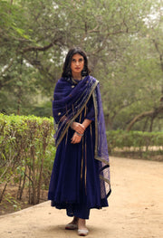 Resham Blue Georgette Anarkali Set With Dupatta 4