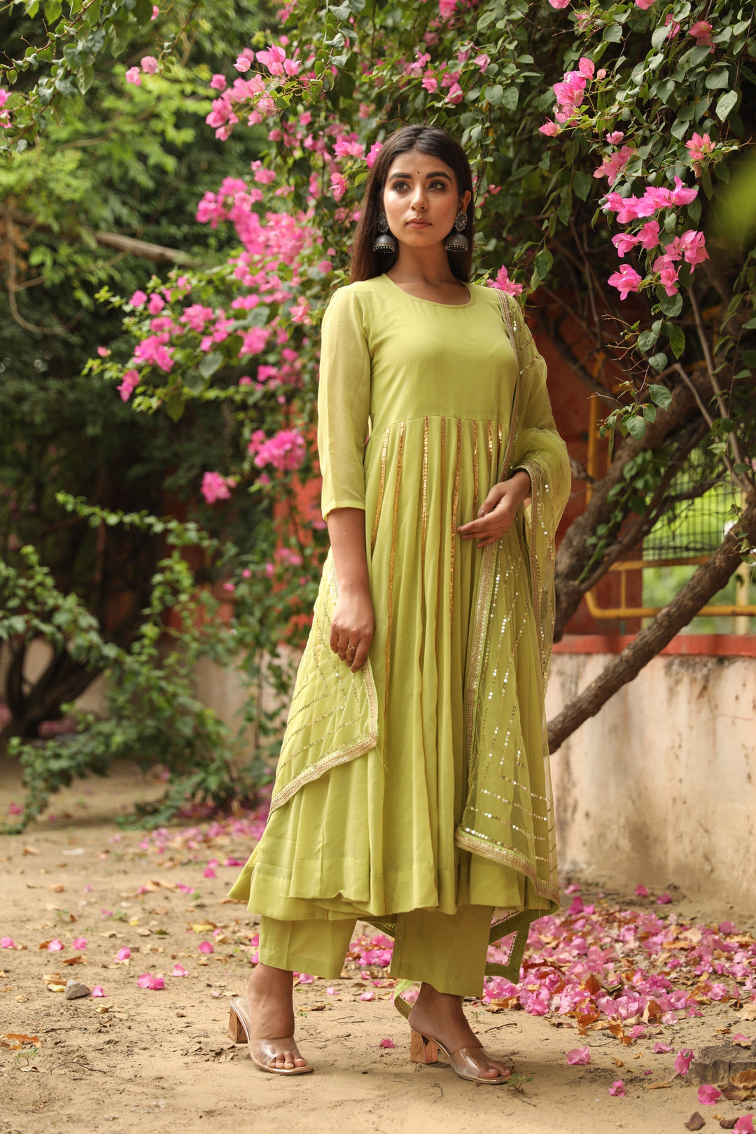 Resham Pista Anarkali Set Gulabo Jaipur
