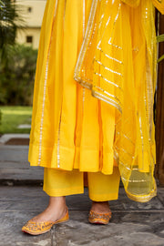 Resham Yellow Georgette Anarkali Set With Dupatta 5