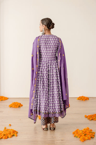 Roshan Purple Anarkali Set