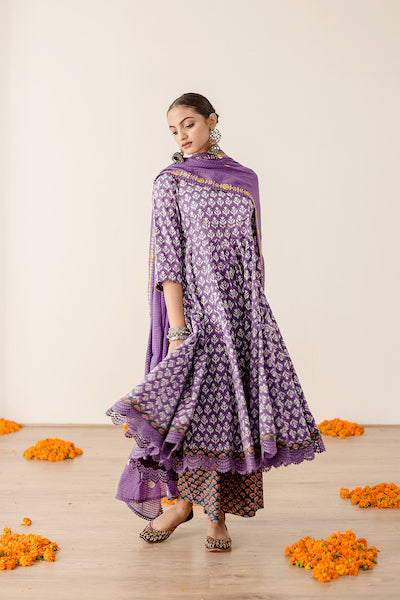 Roshan Purple Anarkali Set Gulabo Jaipur