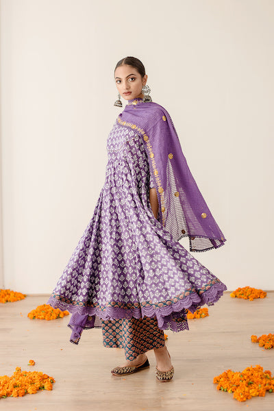 Roshan Purple Anarkali Set