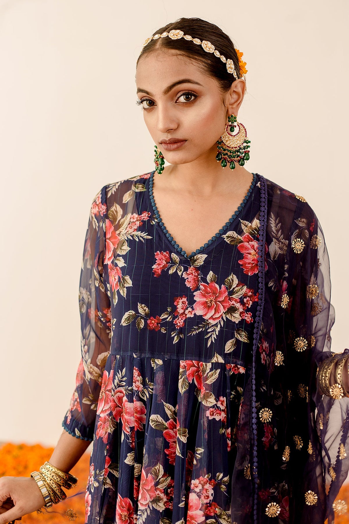 Ruby Blue  Anarkali Set