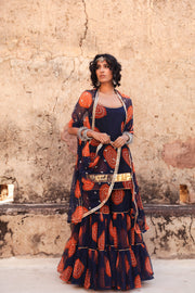 Sleeveless Georgette Shinaz Blue Sharara Set With Dupatta 4