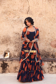Sleeveless Georgette Shinaz Blue Sharara Set With Dupatta 5