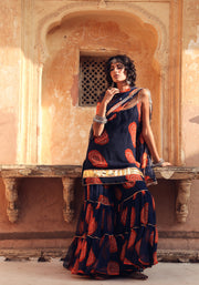 Sleeveless Georgette Shinaz Blue Sharara Set With Dupatta 7