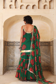 Sleeveless Georgette Shinaz Green Sharara Set With Dupatta 7