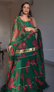 Sleeveless Georgette Shinaz Green Sharara Set With Dupatta 8