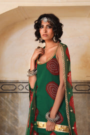 Sleeveless Georgette Shinaz Green Sharara Set With Dupatta 2