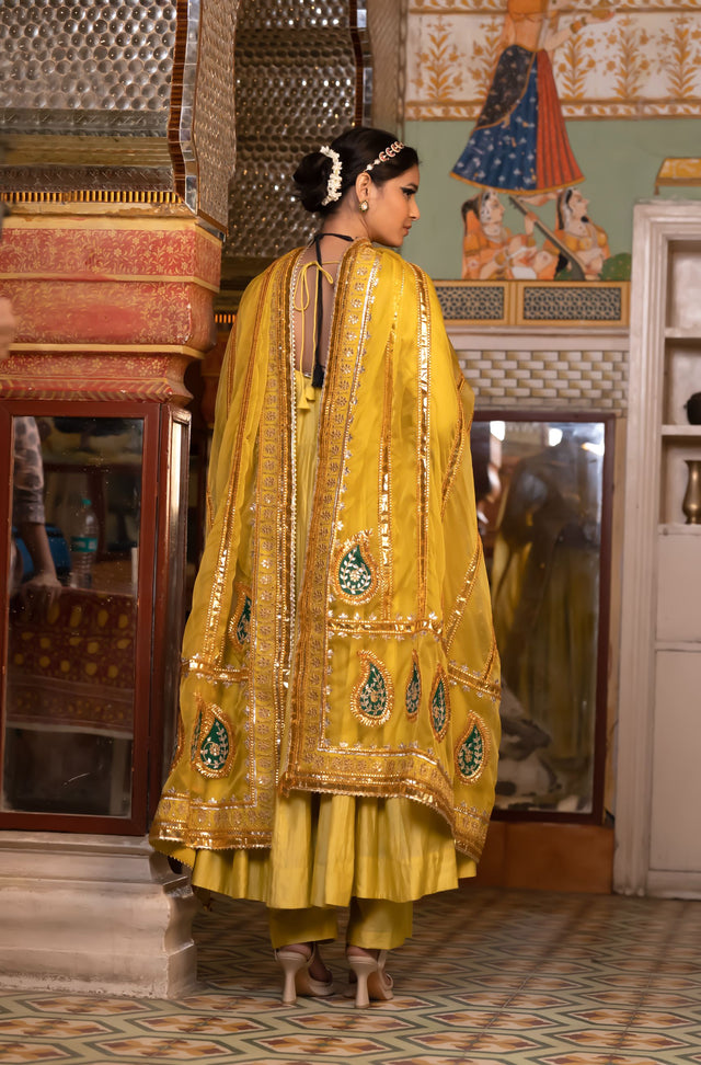Shri Yellow Anarkali Set