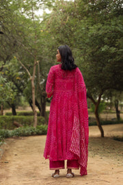 Bhandhani Georgette Sama Pink Anarkali 6