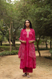 Bhandhani Georgette Sama Pink Anarkali 5