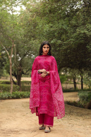Georgette Bhandhani Sama Pink Straight Kurta 5
