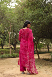 Georgette Bhandhani Sama Pink Straight Kurta 6