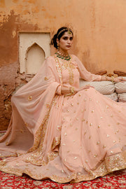 Georgette Kachi Patti Shagun Peach Lehenga With Dupatta 3
