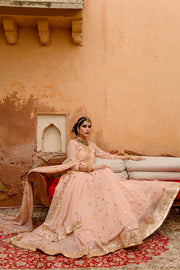 Georgette Kachi Patti Shagun Peach Lehenga With Dupatta 1