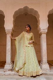 Georgette Kachi Patti Shagun Pista Lehenga With Dupatta 5