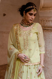 Georgette Kachi Patti Shagun Pista Lehenga With Dupatta 2