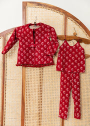 Shyla Red Cotton Co-Ord Set With Jacket 10