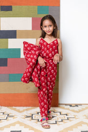 Shyla Red Cotton Co-Ord Set With Jacket 6