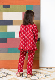 Shyla Red Cotton Co-Ord Set With Jacket 8
