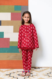 Shyla Red Cotton Co-Ord Set With Jacket 5