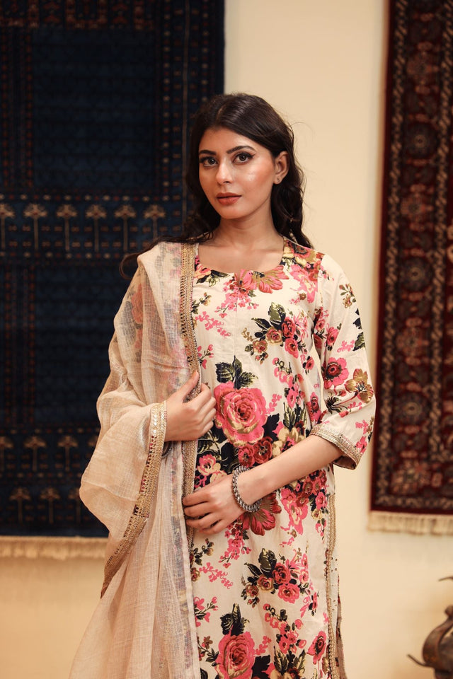 Soha Cotton Straight Kurta Set With Doriya Dupatta