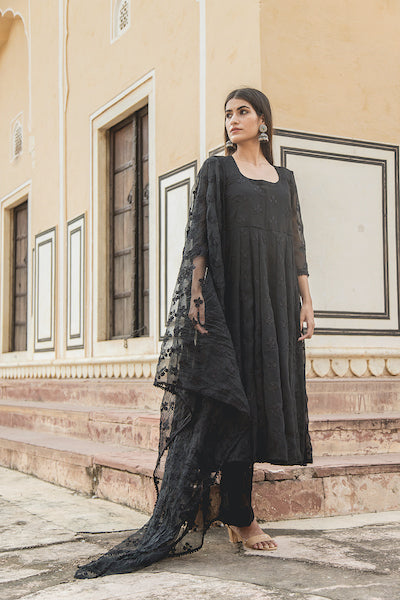Suhana Black Anarkali Set Gulabo Jaipur
