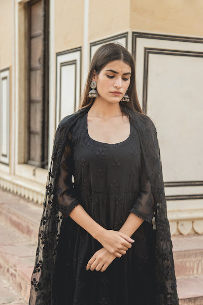 Suhana Black Anarkali Set Gulabo Jaipur