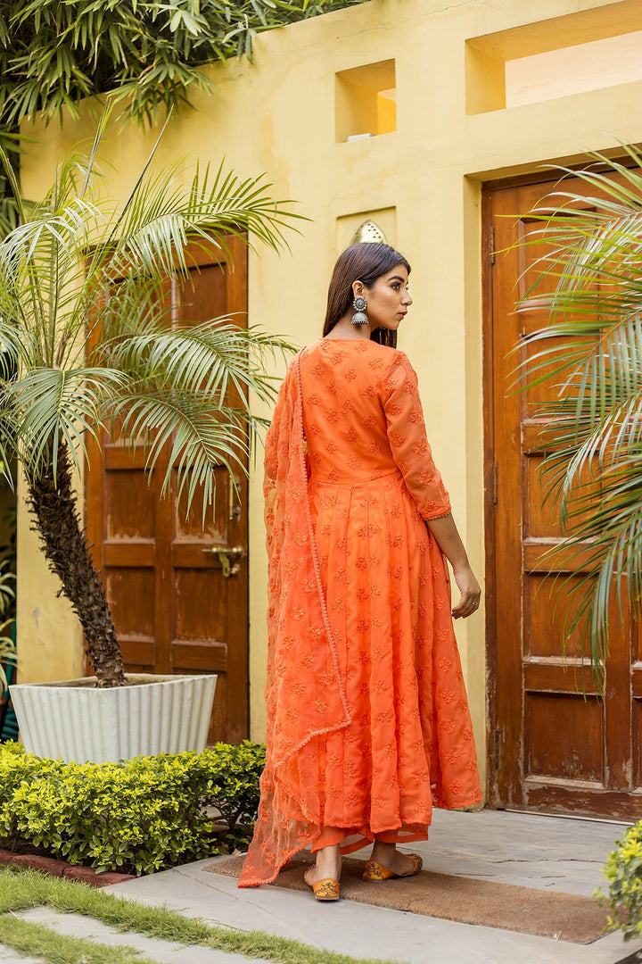 Suhana Orange Anarkali set Gulabo Jaipur
