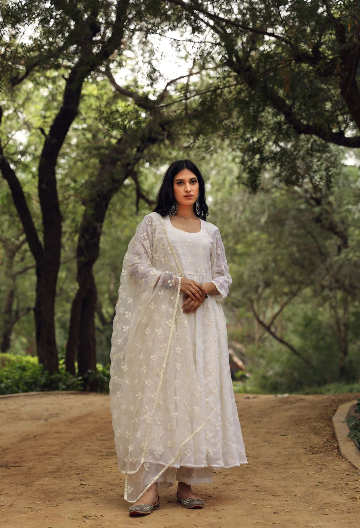 Suhana White Anarkali set Gulabo Jaipur
