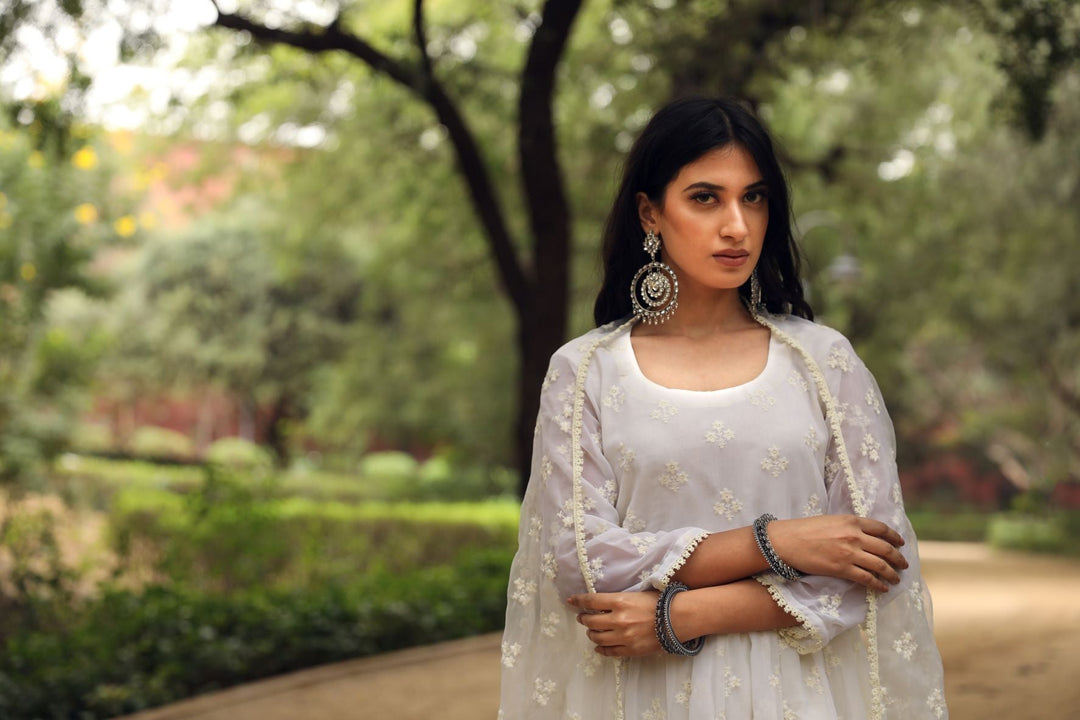 Suhana White Anarkali set Gulabo Jaipur