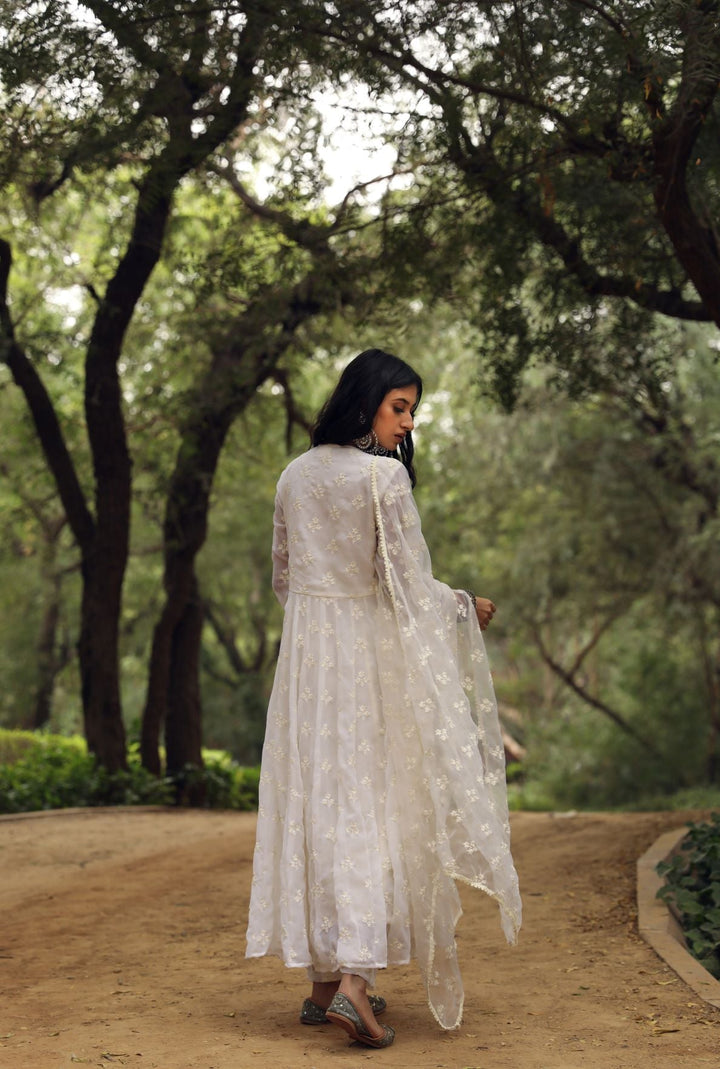 Suhana White Anarkali set Gulabo Jaipur