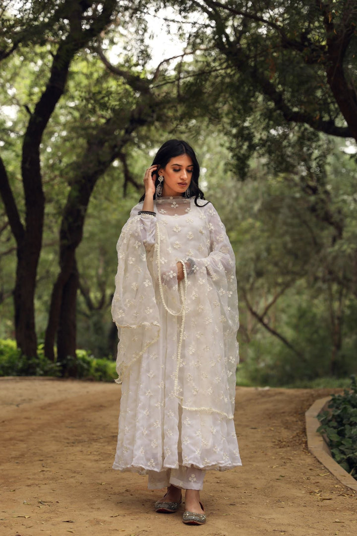 Suhana White Anarkali set Gulabo Jaipur
