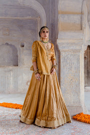 Tussar Satin Swara Beige Lehenga With Organza Dupatta 8