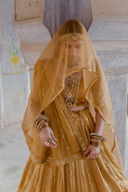 Tussar Satin Swara Beige Lehenga With Organza Dupatta 4
