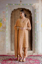 Gota And Taari Work Sweta Brown Muslin Kurta Set With Dupatta 3