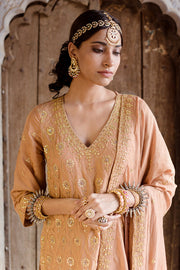 Gota And Taari Work Sweta Brown Muslin Kurta Set With Dupatta 2
