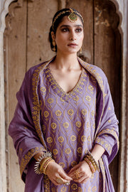 Gota And Taari Work Sweta Purple Muslin Set With Dupatta 2
