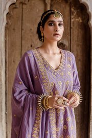 Gota And Taari Work Sweta Purple Muslin Set With Dupatta 4