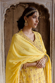 Gota And Taari Work Sweta Yellow Muslin Set With Dupatta 4