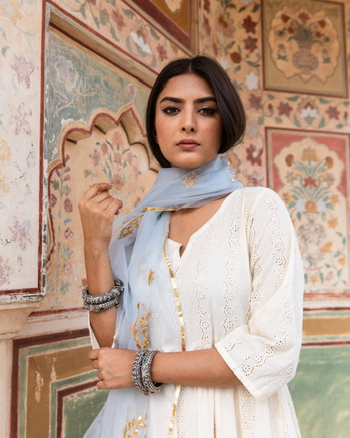 Tabu Blue Anarkali Set Gulabo Jaipur