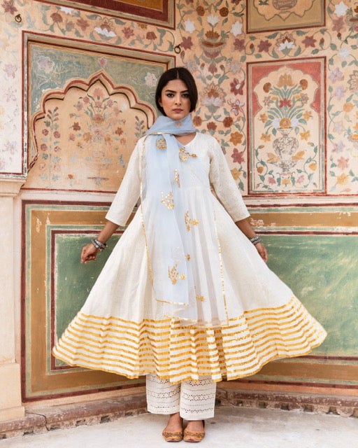 Tabu Blue Anarkali Set Gulabo Jaipur