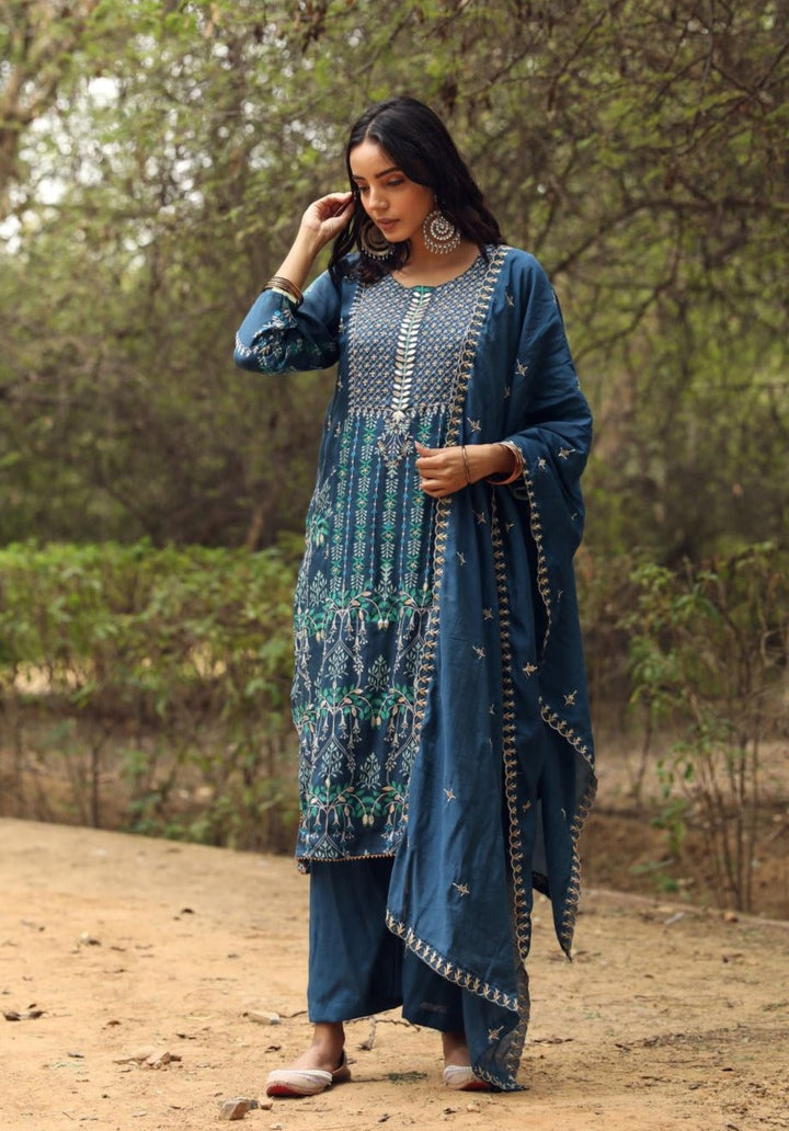Tanaz Blue Straight Set Gulabo Jaipur