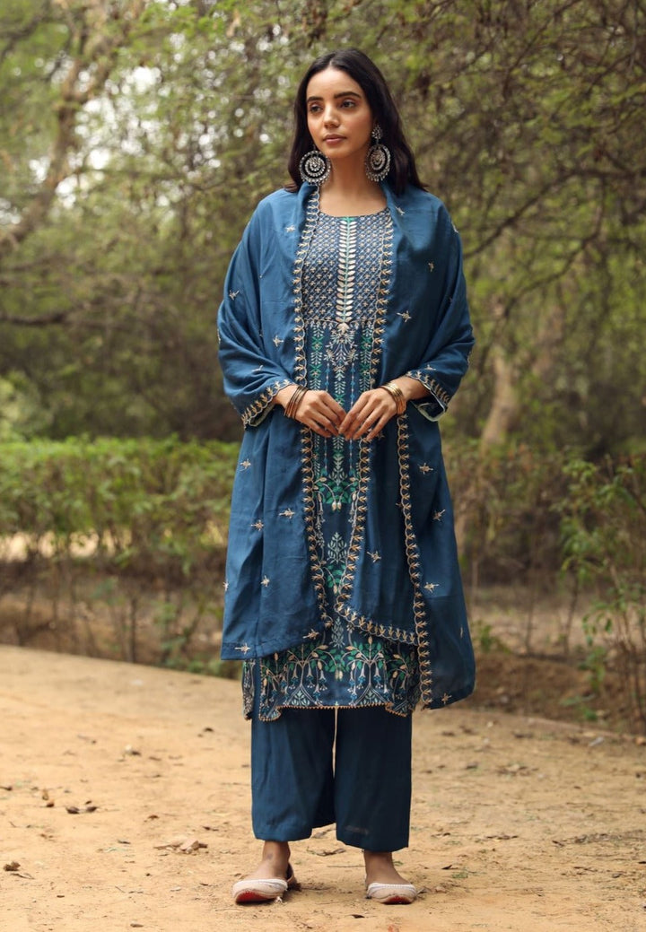 Tanaz Blue Straight Set Gulabo Jaipur